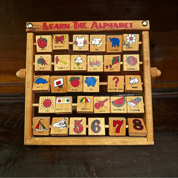 Vintage Wooden Alphabet Abacus Learning Toy - Picture 5 of 7